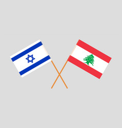 Crossed Flags Of Lebanon And Israel