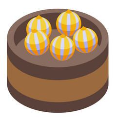 Striped Baozi Icon Isometric Chinese Food