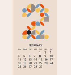 February Month 2024 Calendar Template Geometric