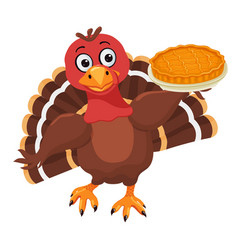 Funny Cartoon Turkey Bird Holding Pumpkin Pie