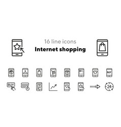 Internet Shopping Line Icon Set