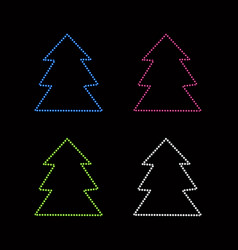 A Set Of Christmas Trees With Neon Effect