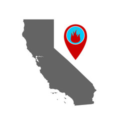 Map California And Pin With Fire Warning