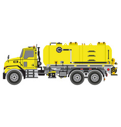 Septic Tank Truck Side View In Yellow Color