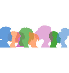 Set Of Profile Silhouette Faces Girls And Boys