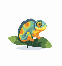 Cute Chameleon On The Leaf Cartoon