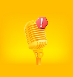 Golden Microphone With Exclamation Point 3d