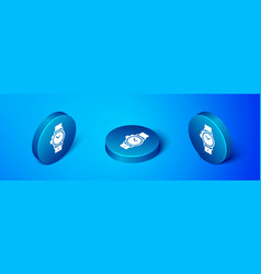 Isometric Wrist Watch Icon Isolated On Blue