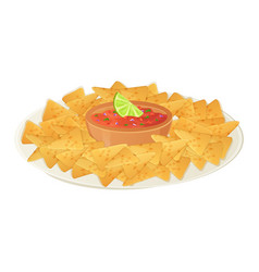 Mexican Nacho Plate With Salsa Latino American