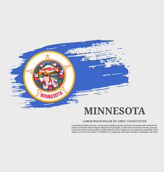 Minnesota Us Flag Grunge Brush And Poster