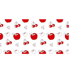 Seamless Pattern With Red Apples And Cherries