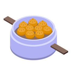 Steamed Baozi Icon Isometric Chinese Food