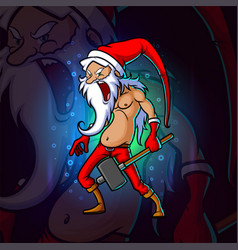 Crazy Santa Shouted Esport Mascot Design