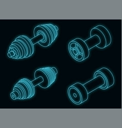 Dumbell Icons Set Neon