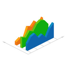 Isometric Area Chart Icon 3d Color Dashboard