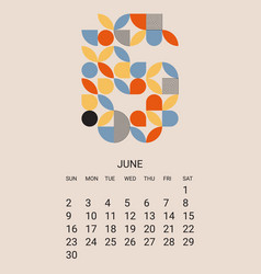 June Month 2024 Calendar Template Geometric