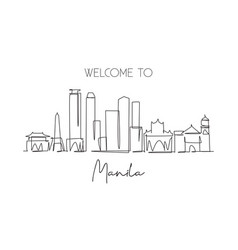 One Single Line Drawing Manila City Skyline