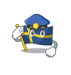 Police Flag Sweden Character Hoisted In Cartoon