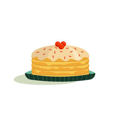 Cake On Plate Hand Drawn Simple Flat Icon