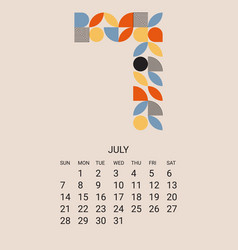 July Month 2024 Calendar Template Geometric