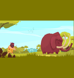 Mammoth Hunt Cartoon Poster