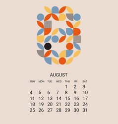 August Month 2024 Calendar Template Geometric