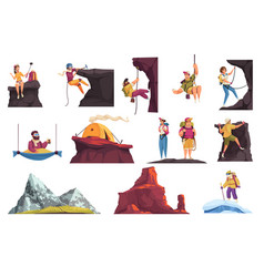 Climber Alpinist Icon Set