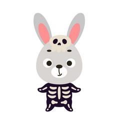 Cute Little Halloween Rabbit In A Skeleton