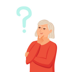 Old Woman Thinking With Question Marks