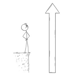 Person Looking At Up Arrow Cartoon Stick Figure