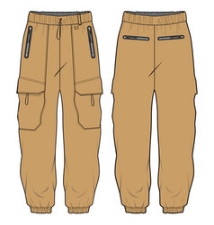 Cargo Jogger Bottom Pants Design Flat Sketch