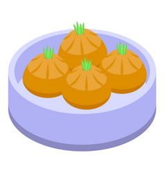 Dinner Baozi Icon Isometric Chinese Food