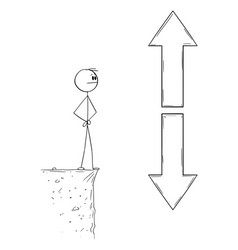 Person Looking At Up And Down Arrow Cartoon Stick