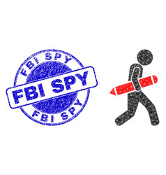 Distress Fbi Spy Round Badge And Pencil Robber Low