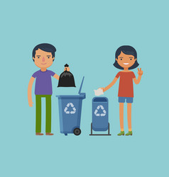 Throwing Garbage Trash Recycling Cartoon