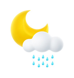 3d Cartoon Weather Icon Of Night Rainfall Sign