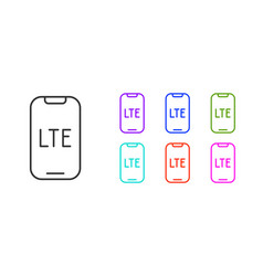 Black Line Lte Network Icon Isolated On White