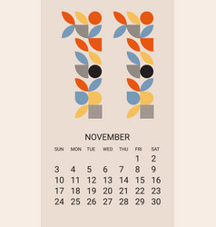 November Month 2024 Calendar Template Geometric