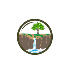 Waterfall River Mountain Forest Cloud Logo