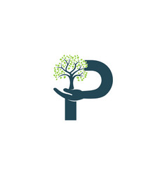 Letter P With Tree Nature Logo Design