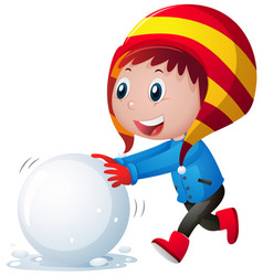 Little Boy Rolling Snowball