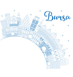 Outline Bursa Turkey City Skyline With Blue