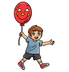 Circus Child With A Clown Balloon Cartoon Clipart