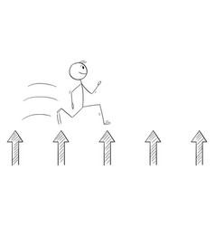 Person Or Businessman Jumping Over Arrows Cartoon