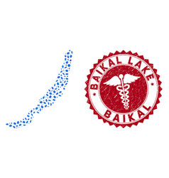 Collage Baikal Lake Map With Scratched Clinic Seal