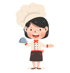 Happy Cute Kid Girl In Chef Costume