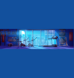 Night Fitness Gym Room Interior For Sport Workout