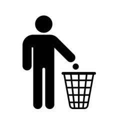 Throw Garbage Waste In Dustbin Symbol Icon