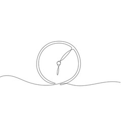 Clock Continuous One Line Drawing On White