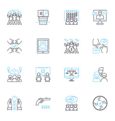 Conference Linear Icons Set Nerking Speakers